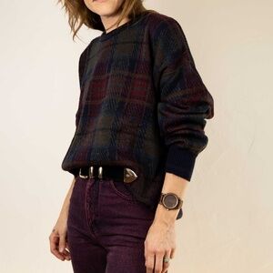 DEAD STOCK ITALIAN WOOL KNIT PLAID SWEATER